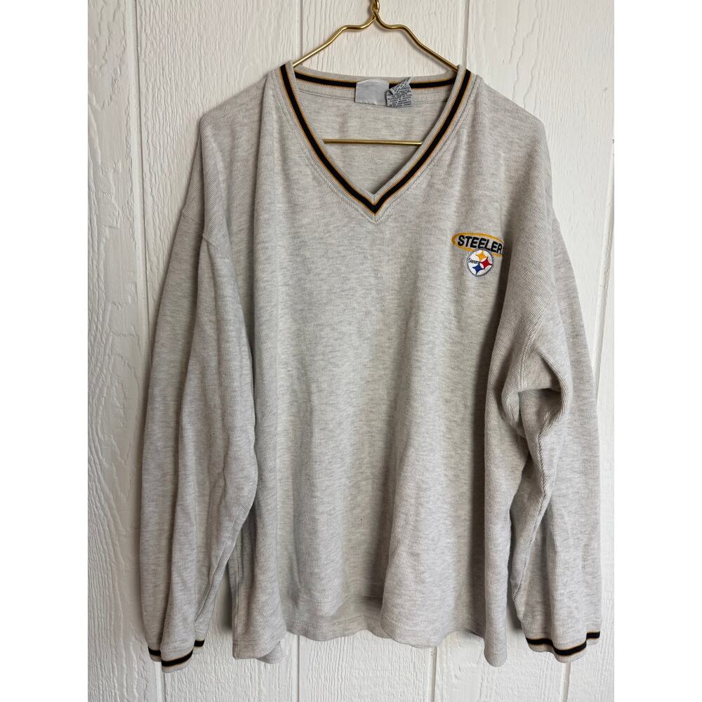 Vintage 1999 Pittsburgh Steelers V Neck Pullover Embroidered Sweater, XL